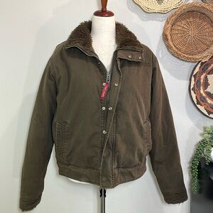 Women’s Farm Girl Brand Utility Adirondack Coat Lined Collar Army Green Size XLR